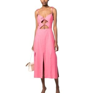 Cult Gaia- Bubble Gum Pink Liv Cutout Thin Strap Midi Dress